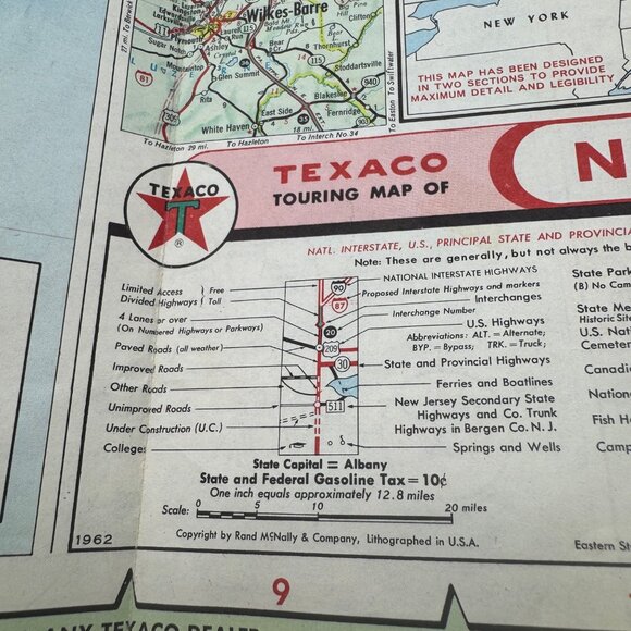 Vintage 1962 Texaco Road Map Of New York With Touring Guide - Picture 4 of 6